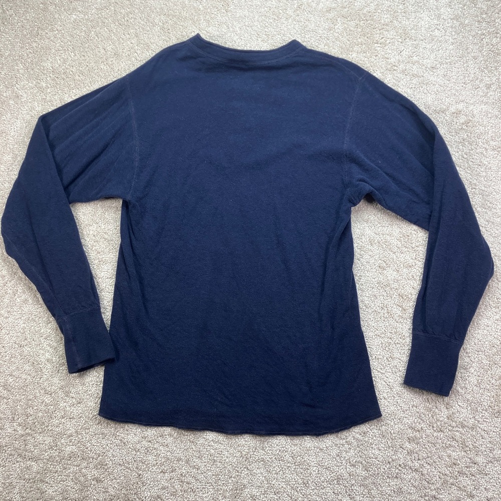 VTG LL Bean Mens Small River Driver Shirt Navy Blue Wool Blend Henley USA Made - Picture 2 of 7